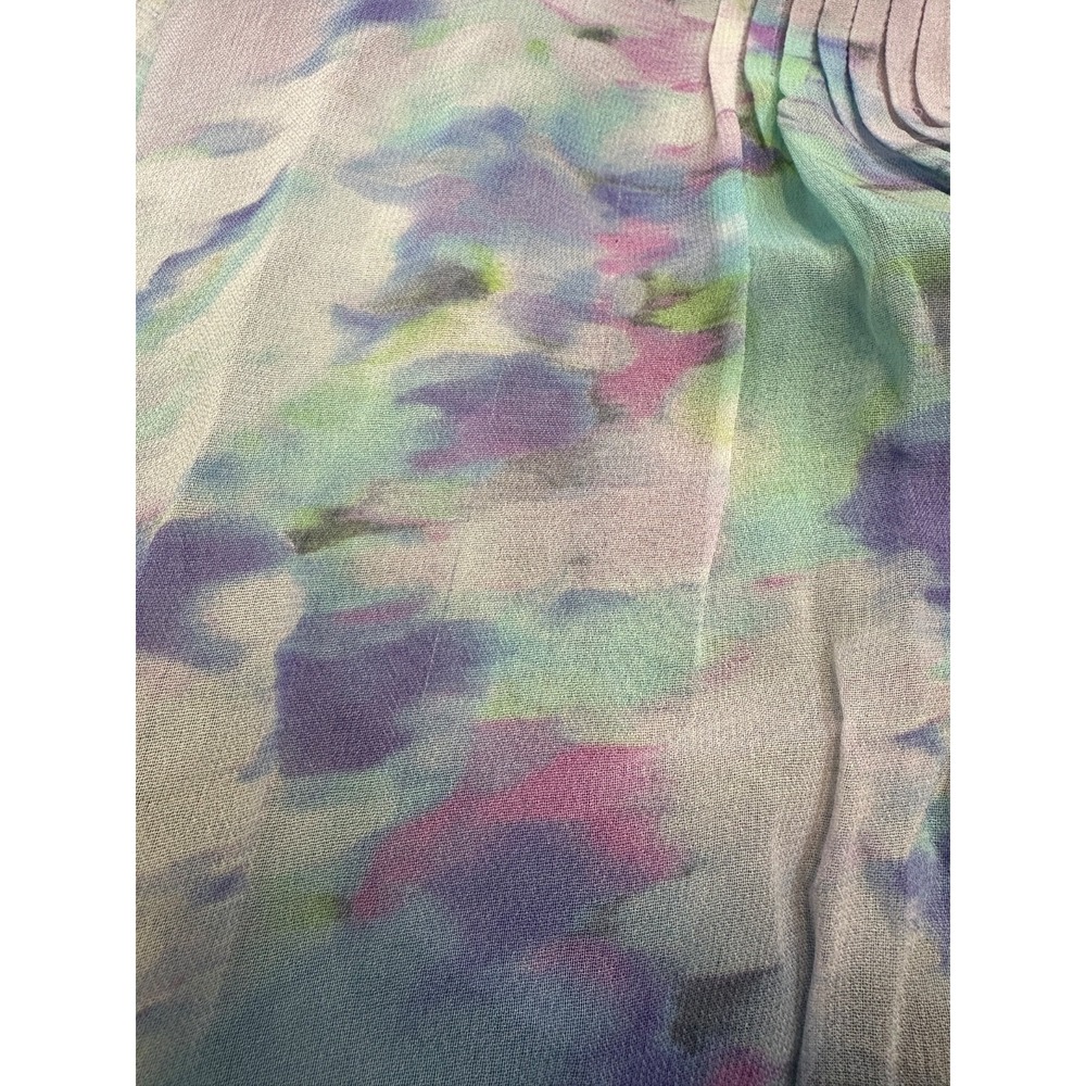 Soft Surroundings Sheer Watercolor Floral Ombre Pintuck Tunic Top Small *Flaw - Picture 12 of 13